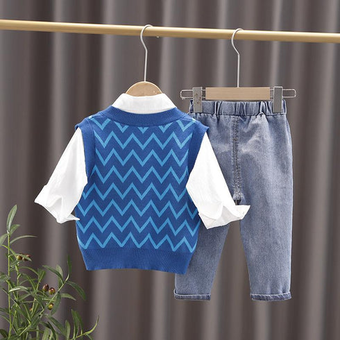 Spring and Autumn Children's Sweater Set of Three